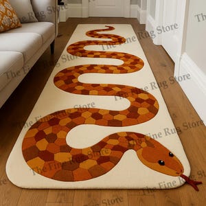 3x10 Hand-Tufted Snake Rug, 4x9 - Bold Serpent Runner For Hallway, Cozy Animal Carpet Décor, Eye Catching Reptile - Inspired Floor Mat 2.6x8