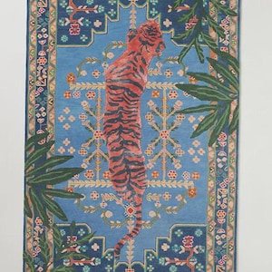 Anthropologie Bengal Tiger Multi Handmade Tufted Wool Area Rug For Bedroom Livingroom Office Kitchen Nursery Entryway modern Rug
