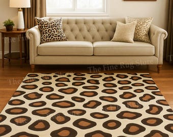 Hand Tufted Leopard Print Wool Rug, Modern Safari Décor