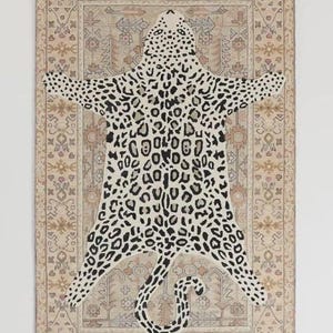 Anthropologie Octavia Leopard Neutral Handmade Tufted Wool Area Rug For Bedroom Livingroom Office Kitchen Nursery Entryway modern Rug