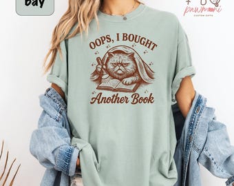 Oj, jag köpte en annan bok-tröja, roliga bokälskare katt-tröjor, present till bokmalar, humoristisk läsartröja, rolig kattbok-tröja, kattläst bok-tröja