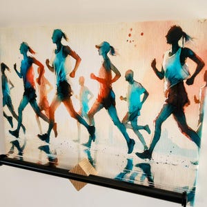 Running Medal Display – Canvas Art with Oak & Metal Hanging Rack
