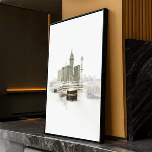 Sacred Kaaba at Masjid al-Haram, Mecca Mosque Canvas Wall Art, Islamic Architecture Decor, Religious Spiritual Canvas, Muslim Home
