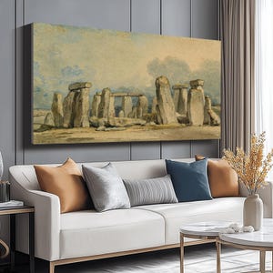 Ancient Stonehenge Ruins Canvas Wall Art, Historical Landmark Painting, Mystical Stone Monument Canvas, Heritage Landscape Decor, Ready to