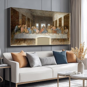The Last Supper Canvas Wall Art, Renaissance Religious Painting, Jesus and Apostles, Christian Home Decoration, Historical Biblical Scene
