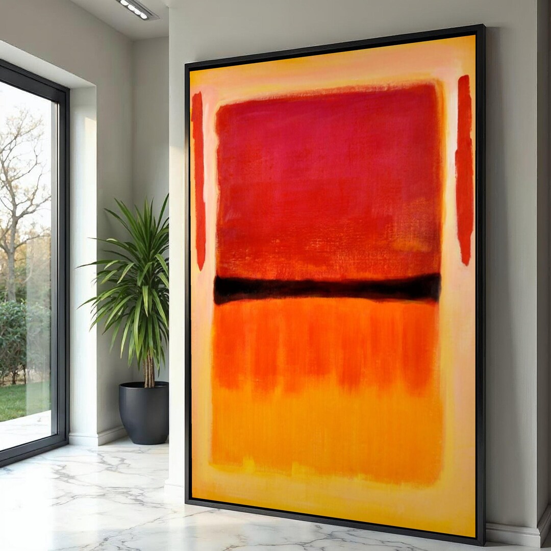 Rothko Modern Abstract Canvas Wall Art, Bold Color Blocks Red and ...