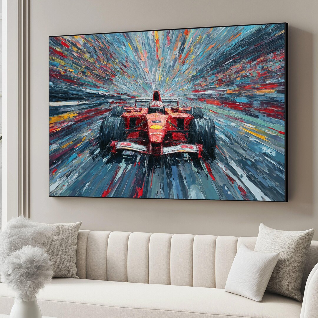 Racing Car Canvas, Dynamic Speed Abstract Wall Art, Modern Motorsport ...