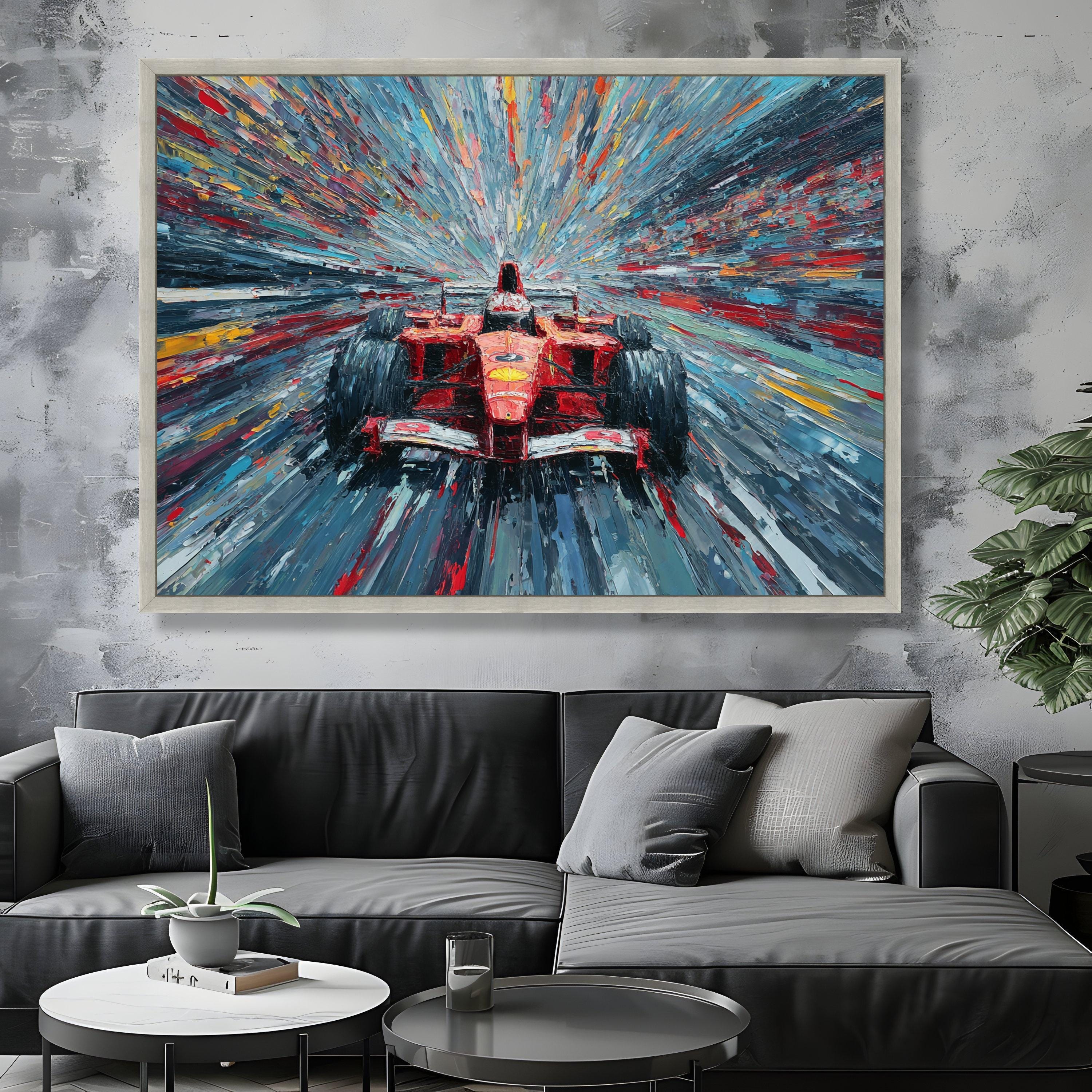 Racing Car Canvas, Dynamic Speed Abstract Wall Art, Modern Motorsport ...