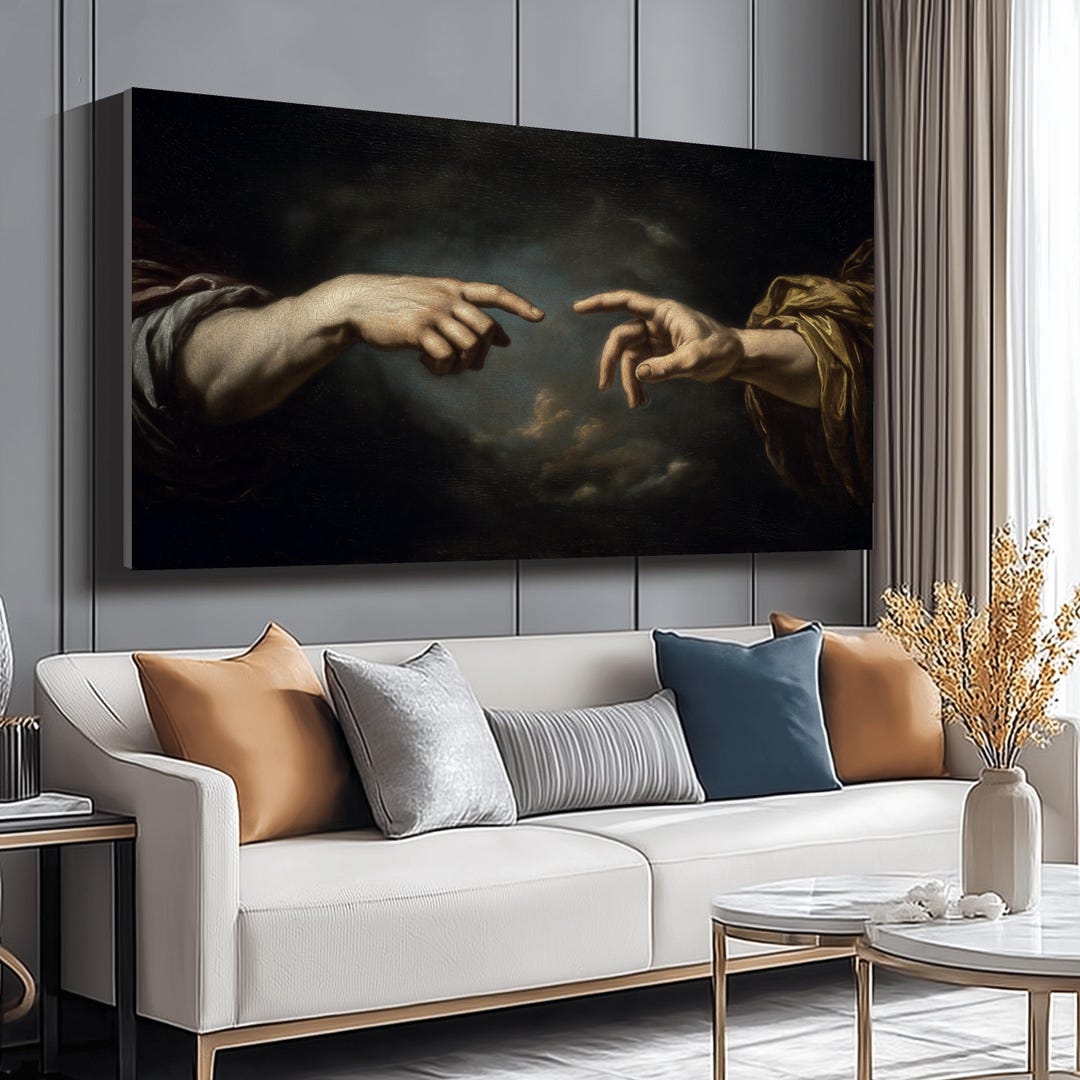 Renaissance Hands Touching Canvas Wall Art, Classic Religious Art ...