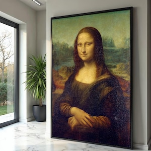 Ritratto classico della Gioconda su tela, decorazione da parete in stile rinascimentale, stampa di un famoso dipinto d'epoca, elegante decorazione per la casa, capolavoro senza tempo