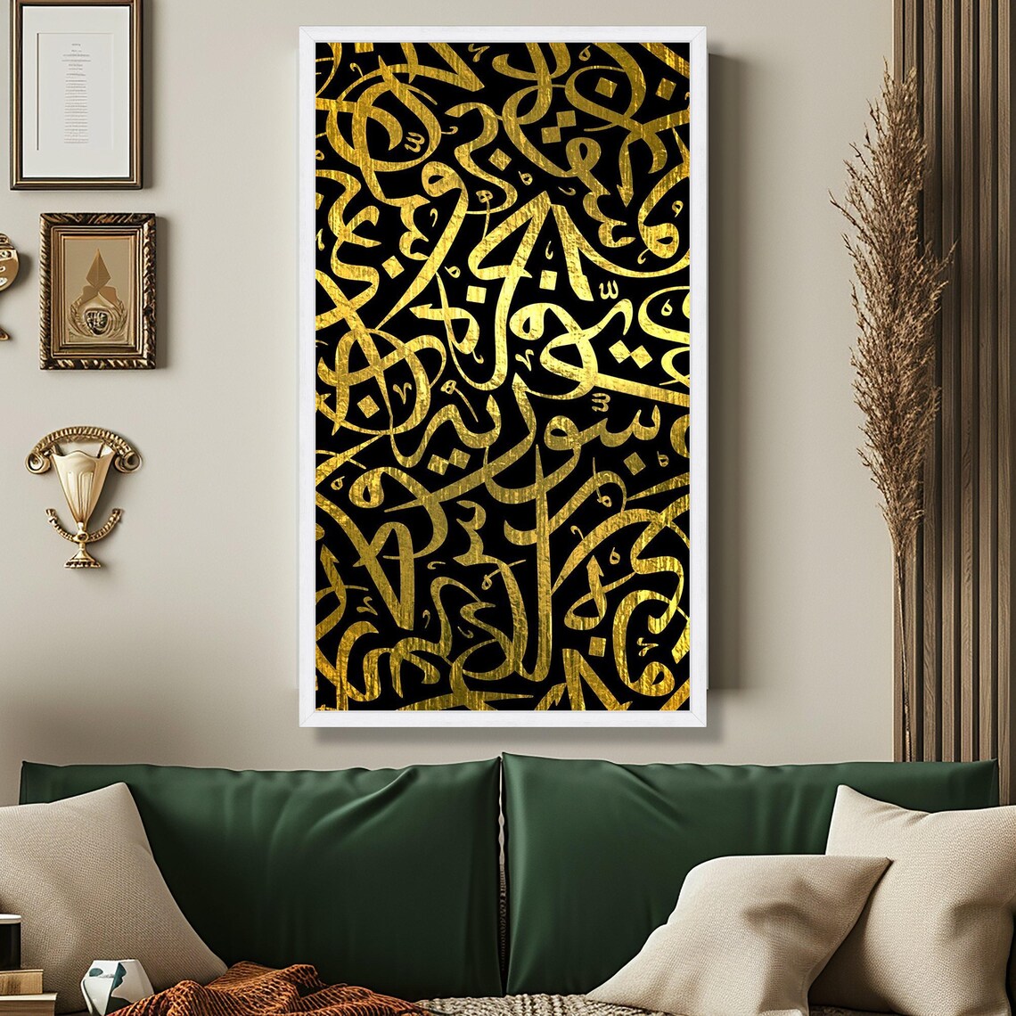 Script Canvas Design Elegant Gold Arabic Calligraphy Canvas, Islamic Wall Art, Black and ...