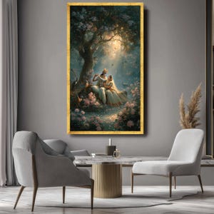 Krishna and Radha Canvas, Indian Mythology Garden Art image 2