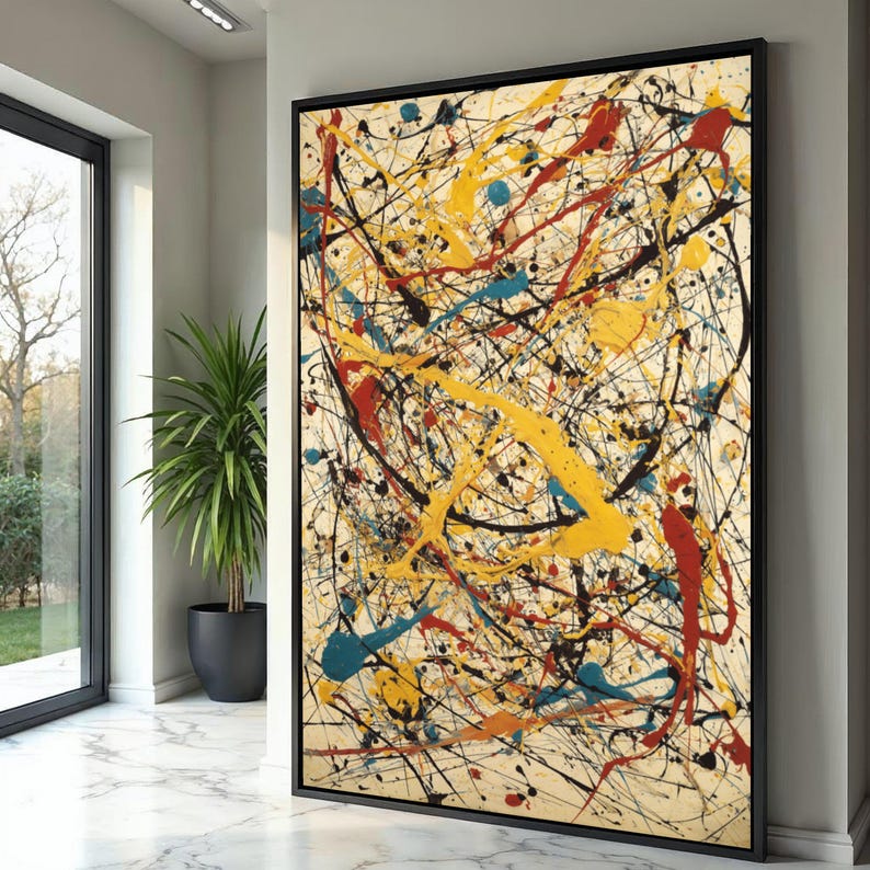 Jackson Pollock, Vibrant Abstract Expressionism Canvas, Modern Splatter Paint Wall Art, Colorful Drip Design, Contemporary Home Decoration