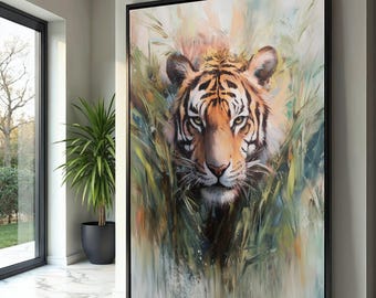 Bengal Tiger Canvas Art, Wildlife Portrait, Jungle Decor