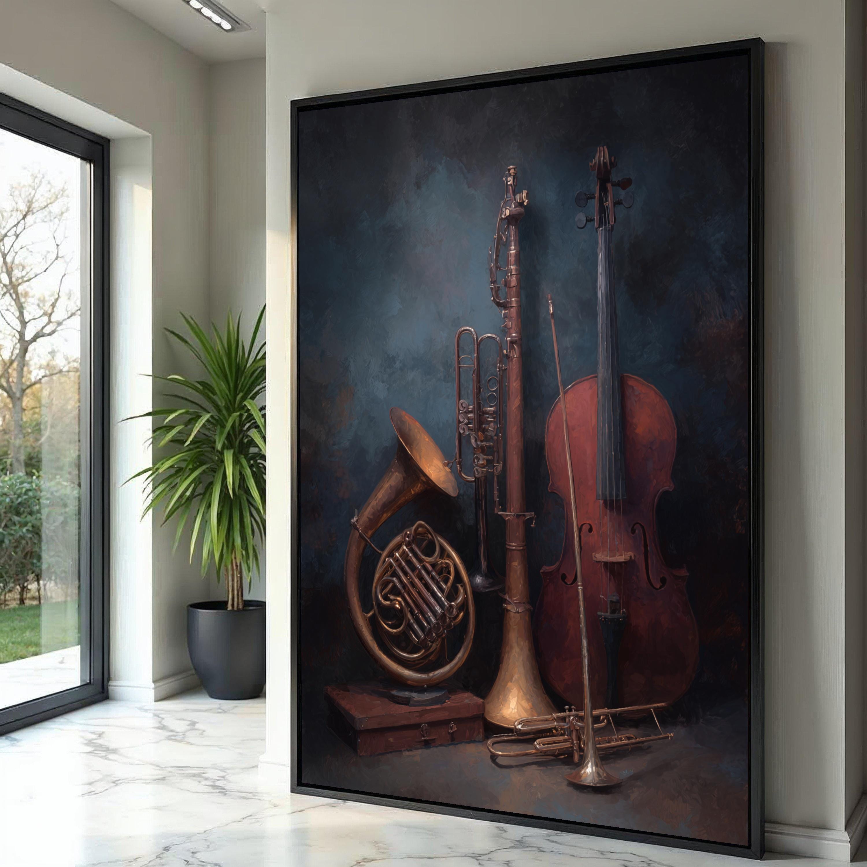 Classic Brass and String Instruments Canvas, Vintage Musical