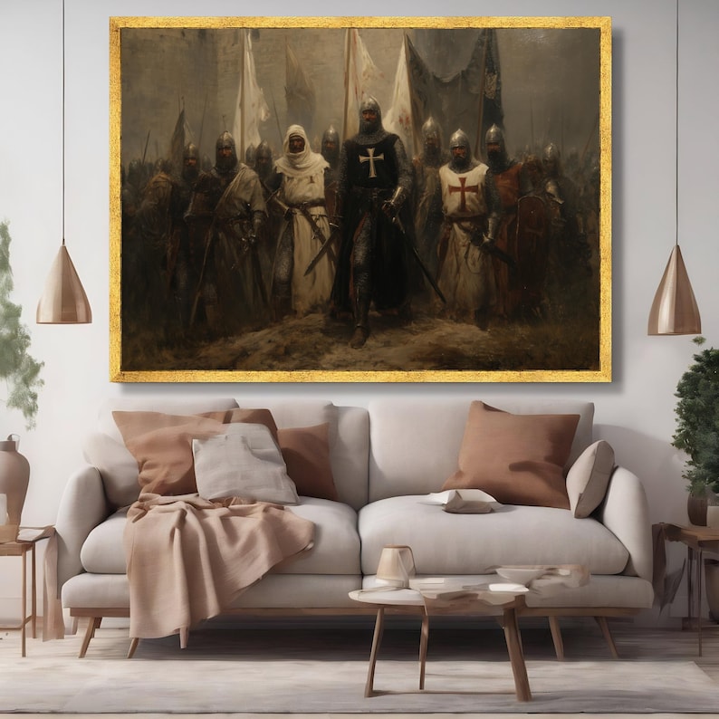 Medieval Knights Crusader Army Canvas, Historical Warrior Wall Art ...