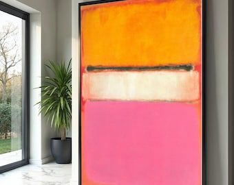 Abstract Color Block Canvas, Modern Orange Pink Art Print, Ready to Hang