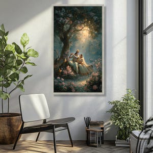 Krishna and Radha Canvas, Indian Mythology Garden Art image 4