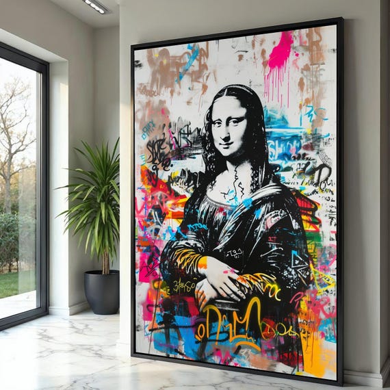 Urban Graffiti Mona Lisa Canvas, Street Art Style Wall Decor