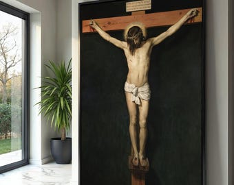 Quadro su tela raffigurante la crocifissione di Gesù Cristo, opera d'arte religiosa cristiana, scena sacra della passione, decorazione spirituale per la casa, tela biblica
