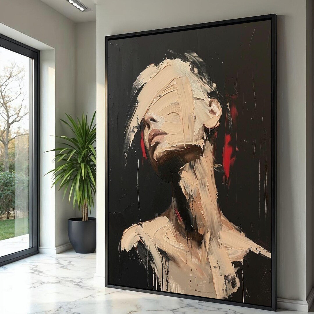 Abstract Female Portrait Canvas, Modern Expressionist Wall Art, Face ...