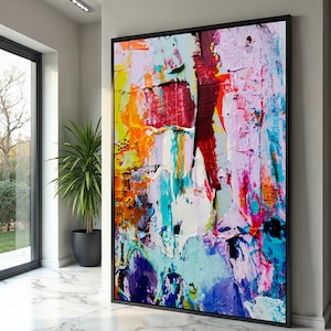 Vibrant Color Splash Abstract Canvas, Paint Art, Modern Wall Decor, Multicolor Expressionism Canvas, Ready to Hang Artwork