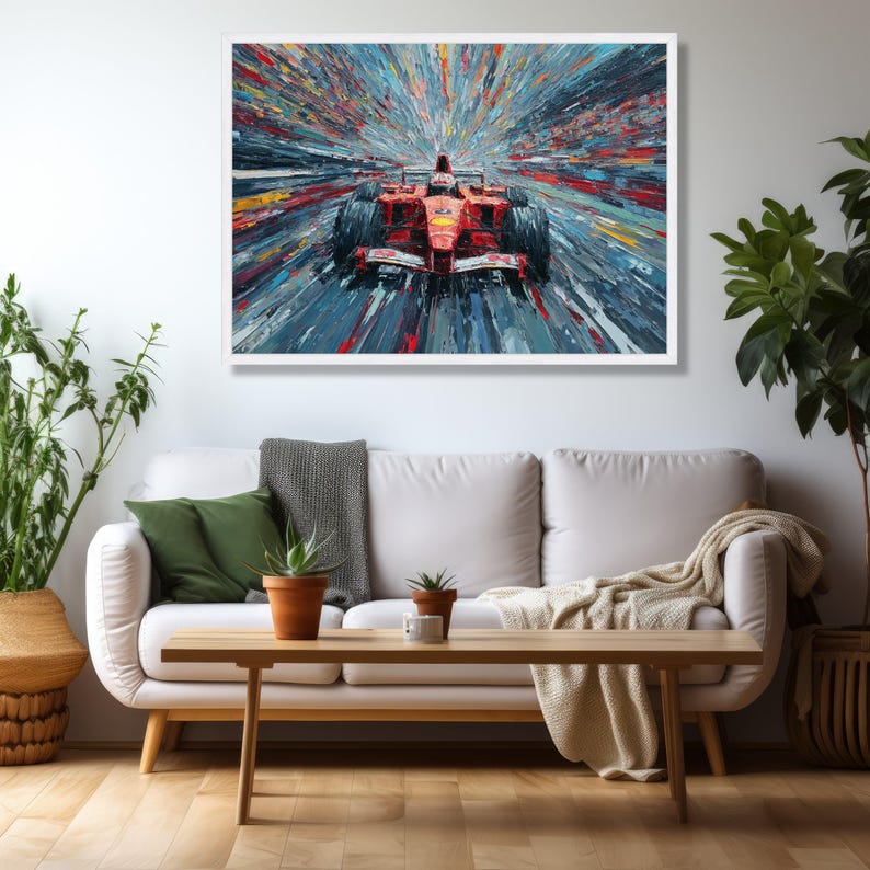 Racing Car Canvas, Dynamic Speed Abstract Wall Art, Modern Motorsport ...