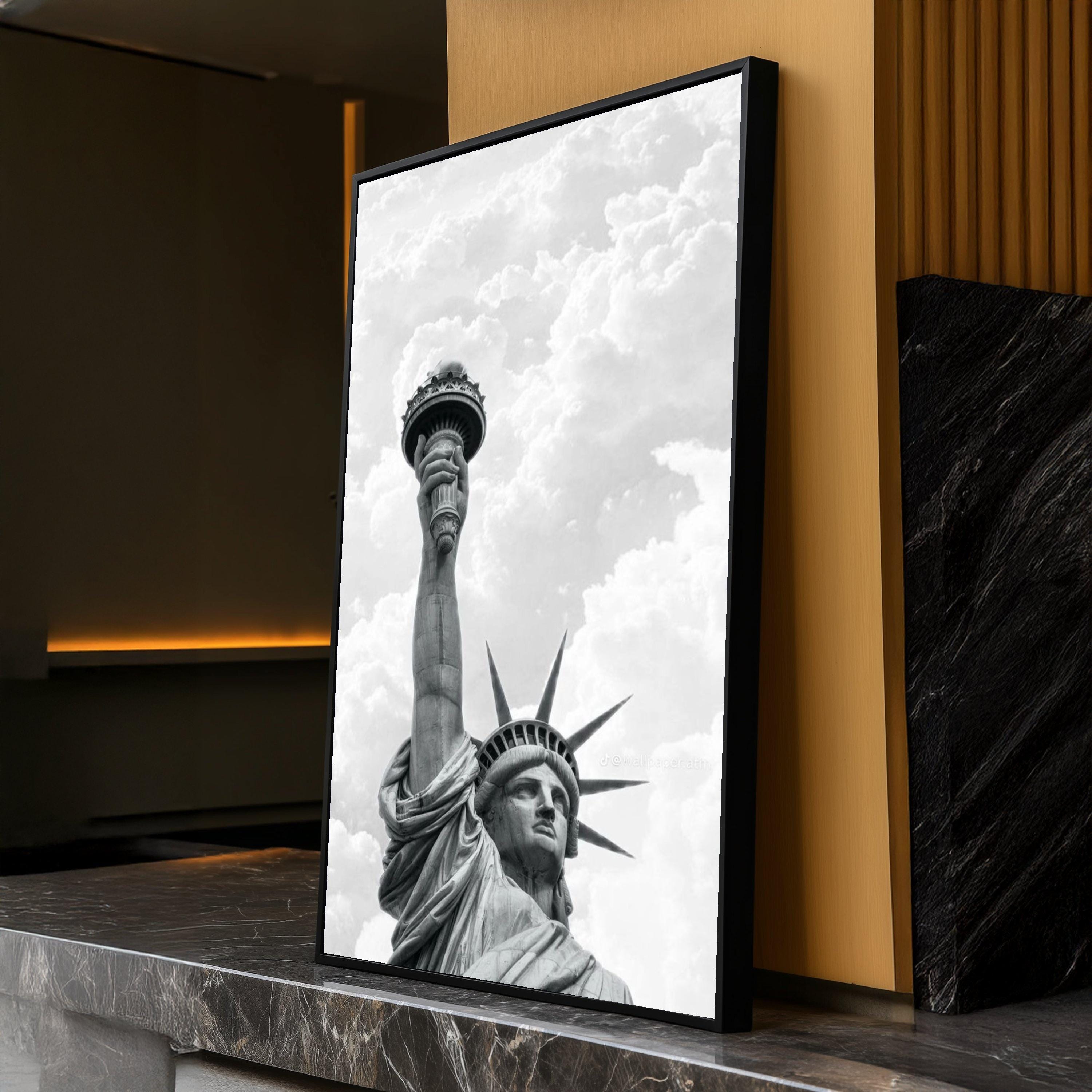 Iconic Statue of Liberty Torch Canvas, Black and White USA