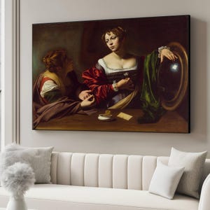 Baroque Woman and Maid Canvas Wall Art, Classic Oil Painting Reproduction, Vintage Renaissance Portrait, Historical Canvas Decor, Elegant