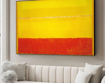 Toile abstraite de style Rothko, art en blocs de couleurs jaune et rouge