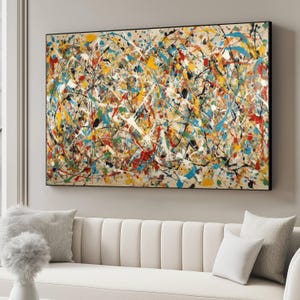 Jackson Pollock, Vibrant Abstract Splatter Canvas, Colorful Drip Paint Wall Art, Modern Expressionism Canvas, Energetic Home Decor