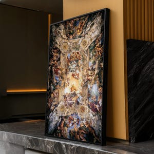 Baroque Mythological Ceiling Fresco Canvas Wall Art, Classic Italian Renaissance Painting, Dramatic Historical Canvas, Ornate Decorative