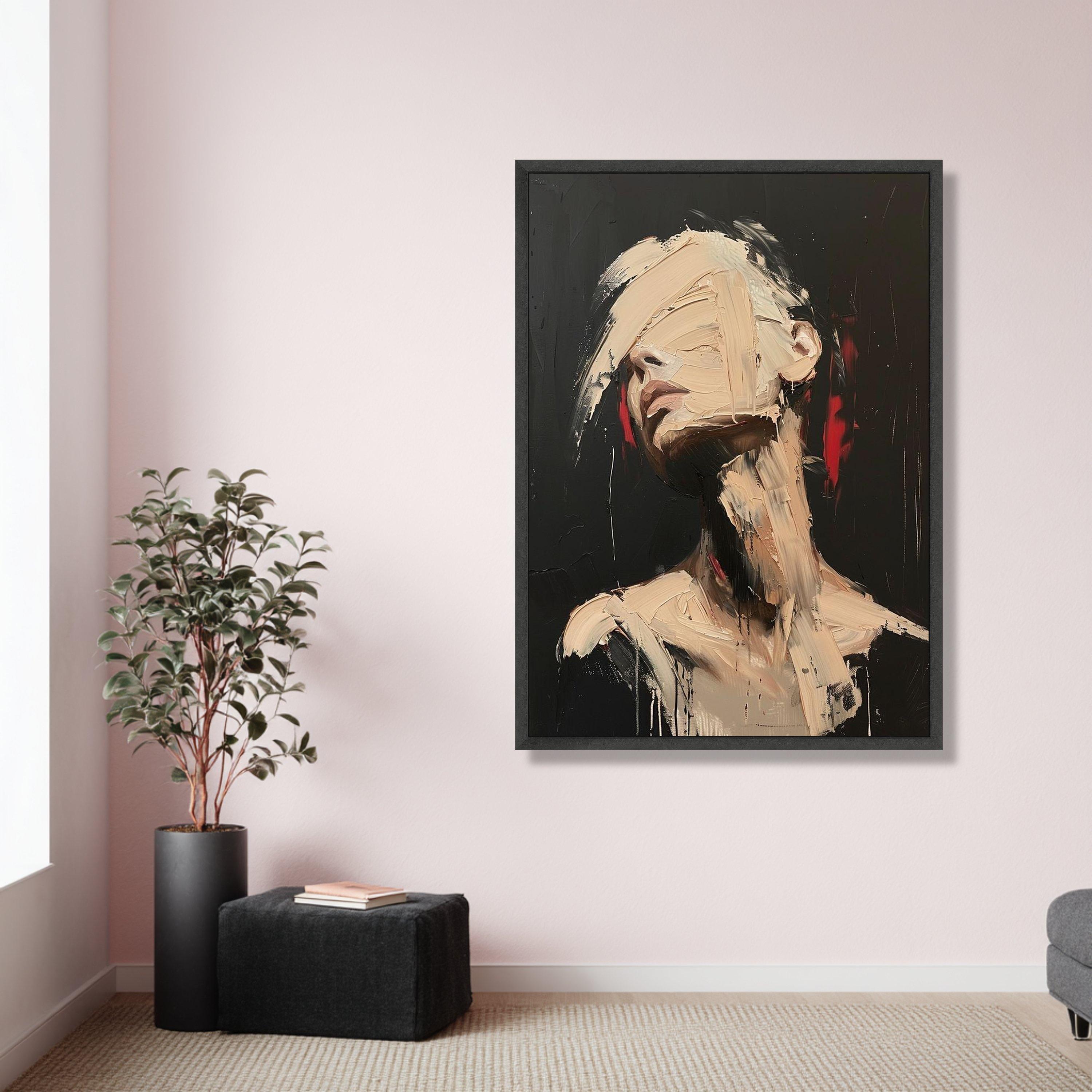 Abstract Female Portrait Canvas, Modern Expressionist Wall Art, Face ...