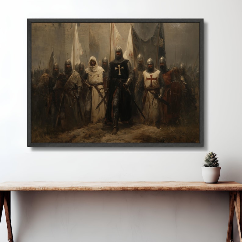 Medieval Knights Crusader Army Canvas, Historical Warrior Wall Art ...