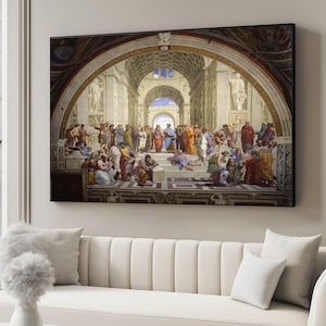 Classical Renaissance Scene, Philosophers Gathering Canvas, The School of Athens Wall Art, Historical Art Canvas, Archway Architecture Print