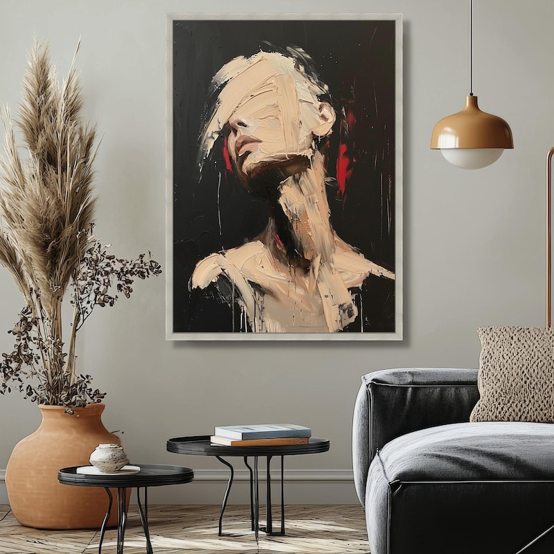 Abstract Female Portrait Canvas, Modern Expressionist Wall Art, Face ...