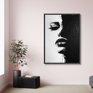 Black and White Abstract Face Canvas, Modern Portrait Wall Art ...