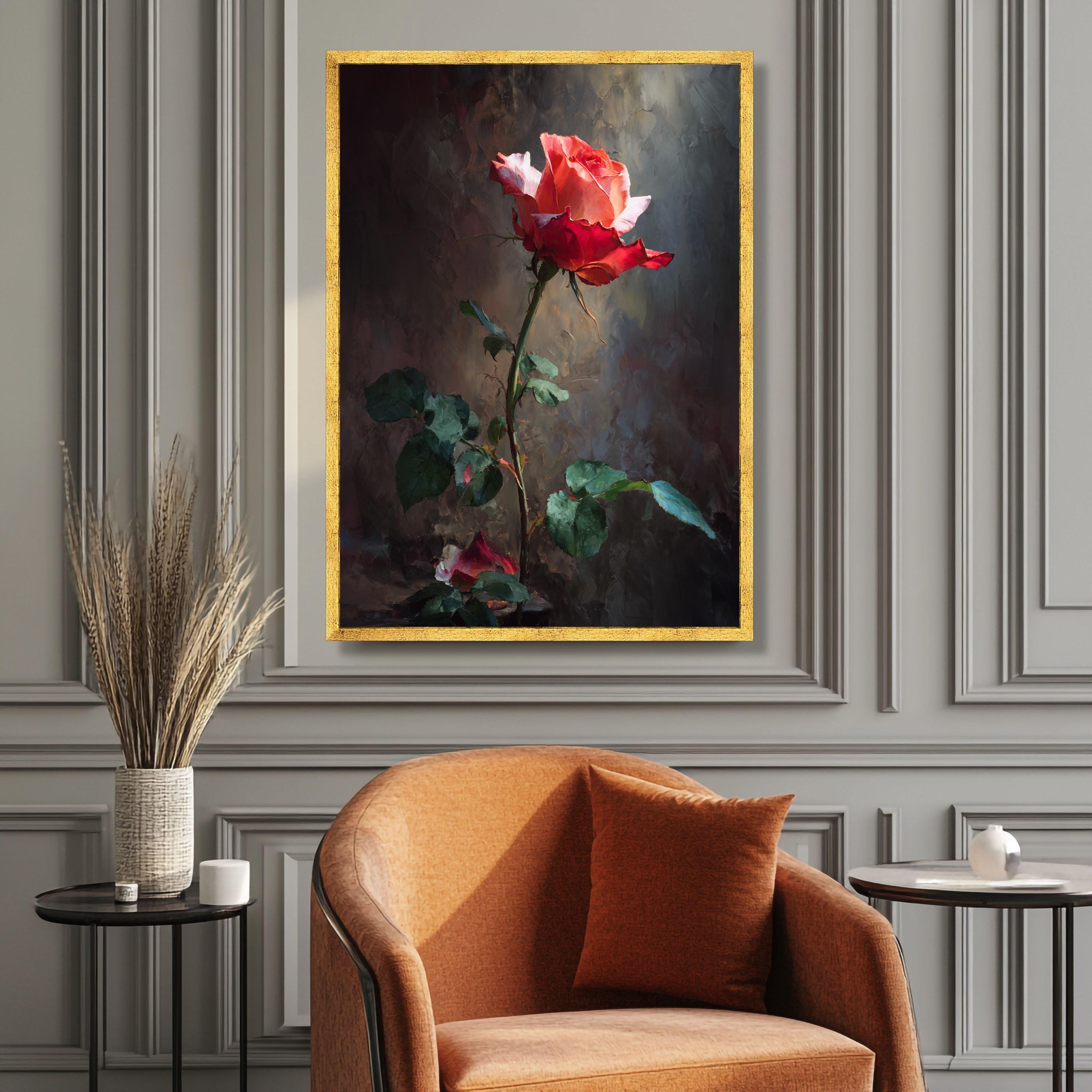 Elegant Red Rose Canvas Wall Art Floral Still Life Painting Romantic elegant-red-rose-canvas-wall-art-floral-still-life-painting-romantic