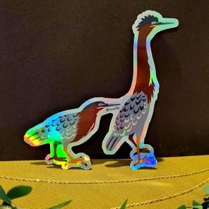Pegatina holográfica de garzas verdes (15 cm de largo)