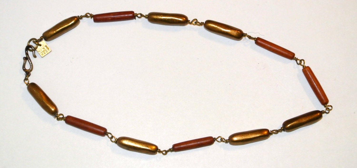 Vintage Metal and Wood Nine West Necklace Etsy