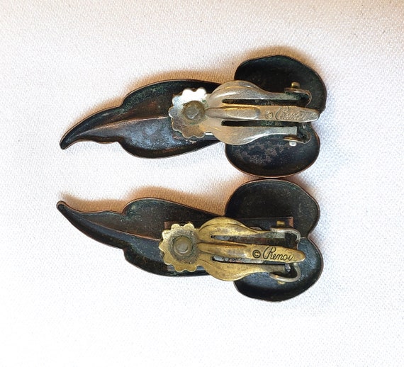 Vintage Renoir Copper Leaf Clip-On Earrings - image 5