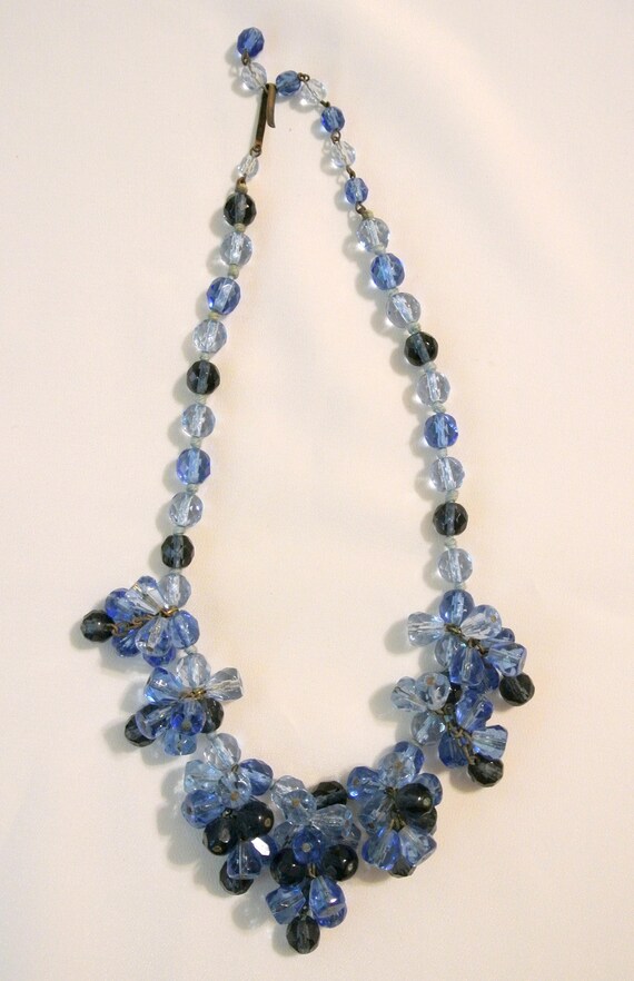Vintage Made In Western Germany Blue Crystals Nec… - image 3