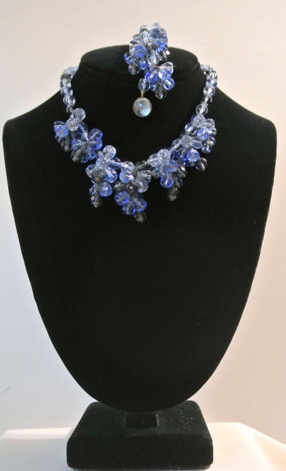 Vintage Made In Western Germany Blue Crystals Nec… - image 2