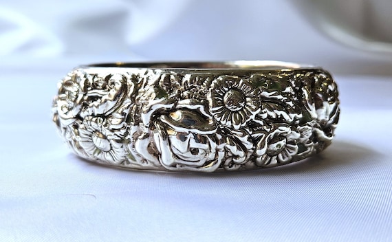 Vintage Zadok Sterling Silver Repousse Bangle Bracelet - Etsy