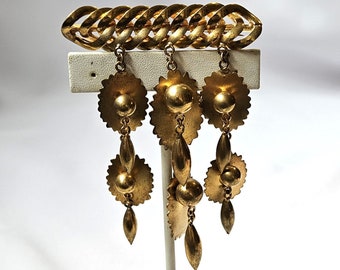 Vintage Gold-Tone Dangling Bar Pin Brooch