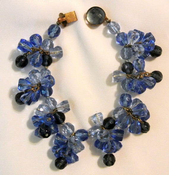 Vintage Made In Western Germany Blue Crystals Nec… - image 4