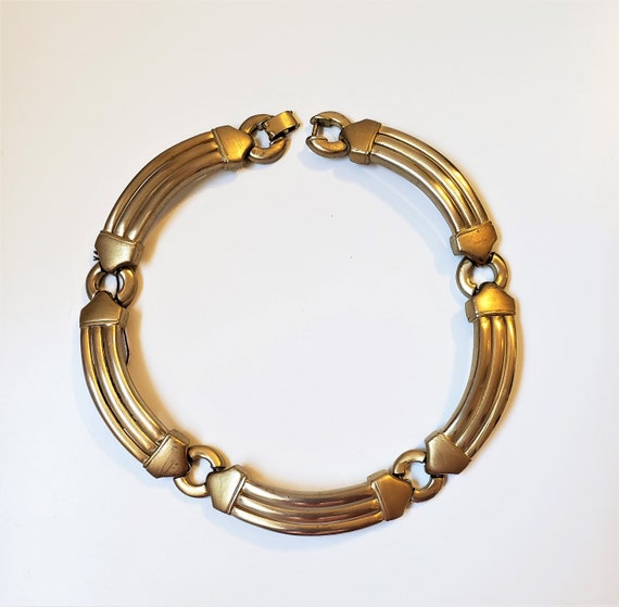 Vintage 1950s Gold-Tone Curved Bar Choker Necklace - image 2