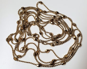Vintage Gold-Tone Ball Chain And Faceted Barrel Beads Necklace