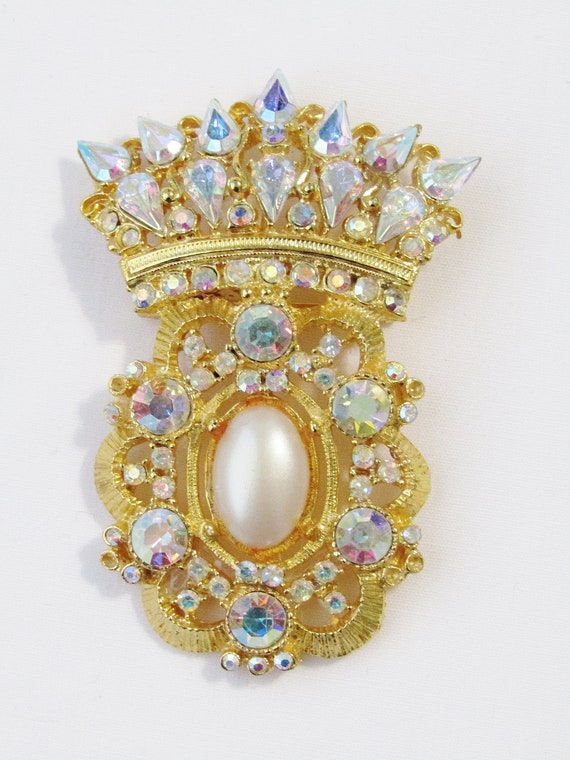 Vintage R. Serbin Crest Aurora Borealis Rhinestone