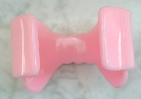 Vintage Plastic Pink Bow With Rhinestones Cuff Br… - image 2